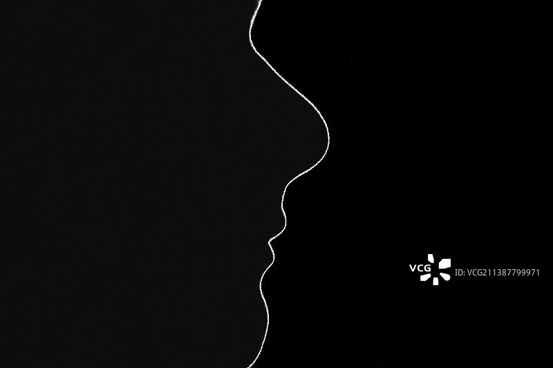黑色背景下的人脸轮廓剪影图片素材