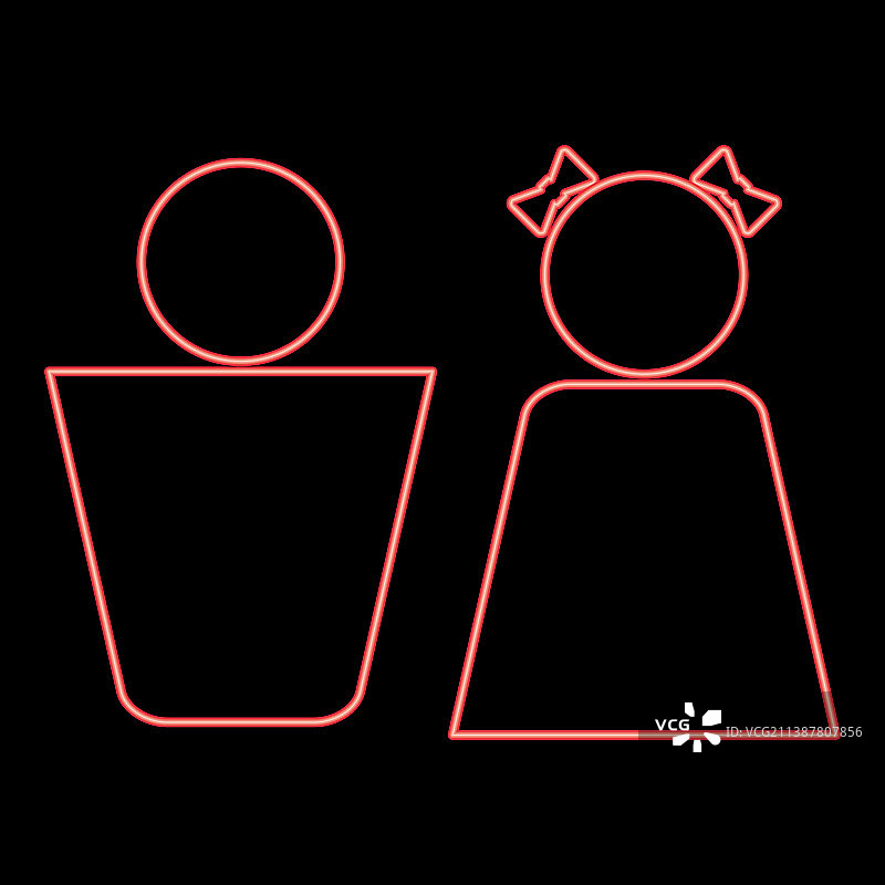 扁平风格的红色霓虹男孩和女孩图像图片素材