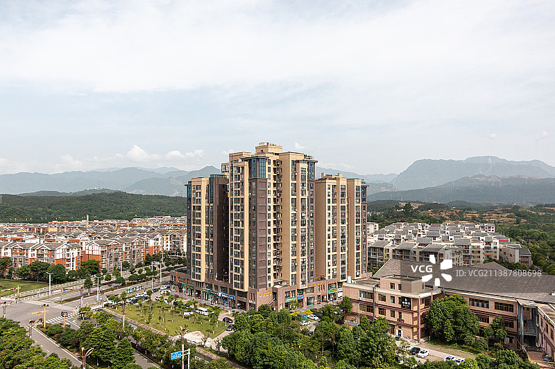 北川新县城-安昌镇阴天图片素材