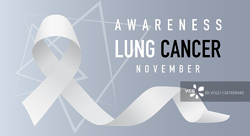 具有逼真白色肺癌意识的banner图片素材