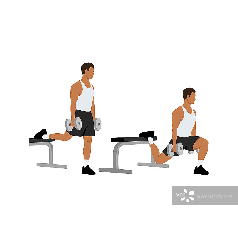 男人做保加利亚分腿蹲练习图片素材