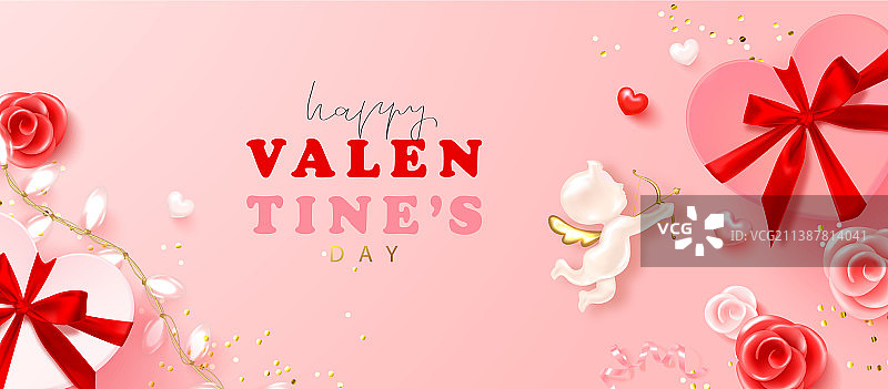 逼真3D情人节海报图片素材