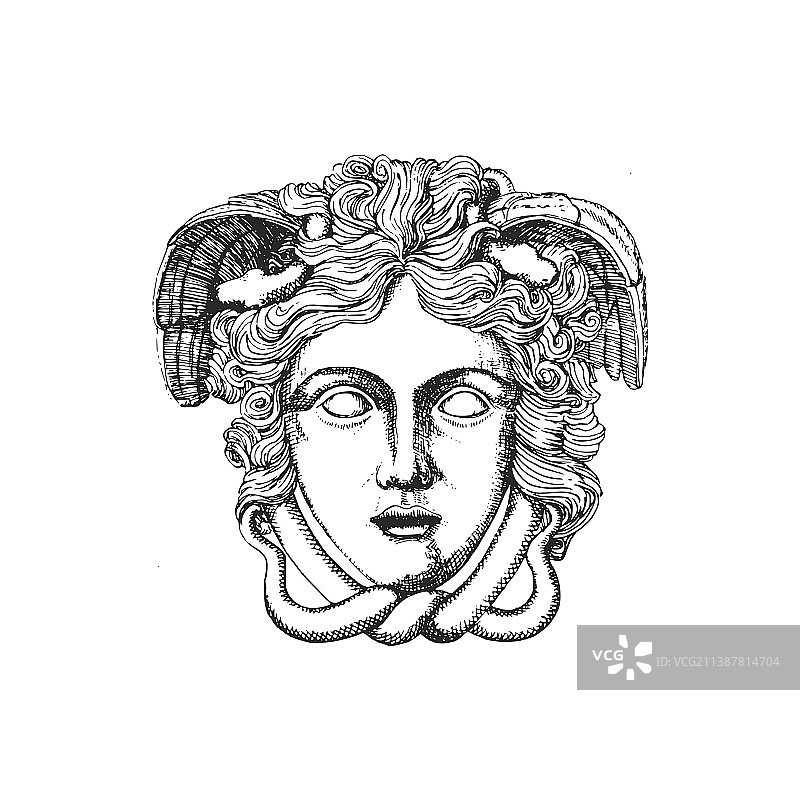 美杜莎戈尔贡头像绘画图片素材