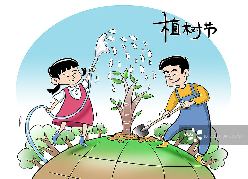 插画：植树节图片素材