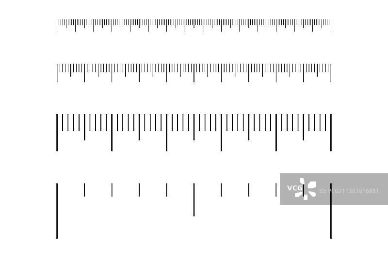 标尺刻度套装米尺带测量线图片素材