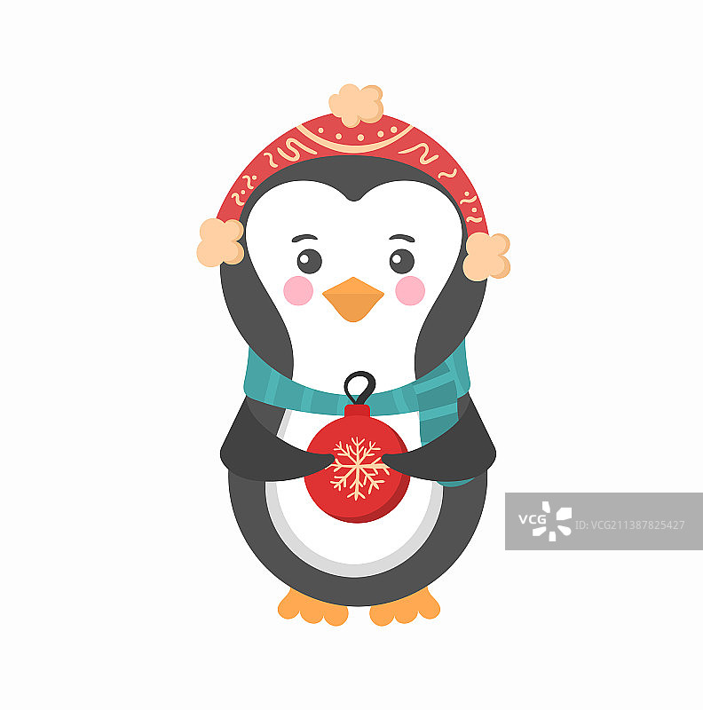 圣诞节可爱动物雪人角色套装图片素材