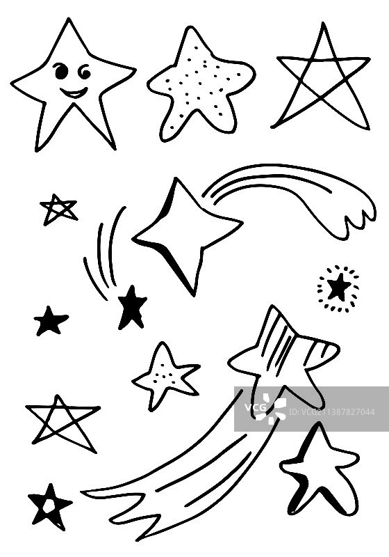手绘星星集合星星涂鸦合集图片素材