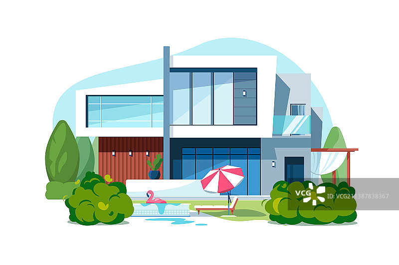 带私人领地和游泳池的豪华住宅图片素材