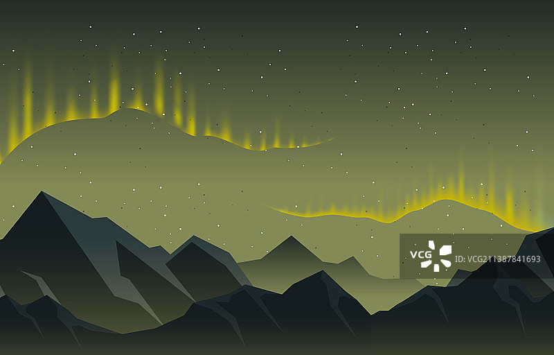 美丽的北极光雪山图片素材