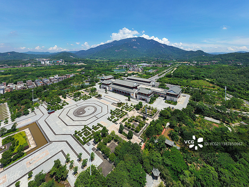 广东省惠州市博罗县罗浮山风景名胜区旅游文化广场航拍图片素材