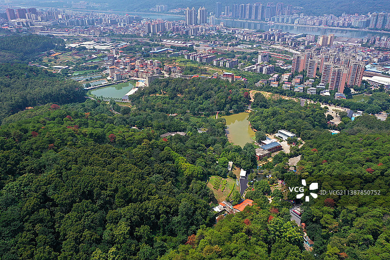 广东省韶关市浈江区韶关国家森林公园韶阳楼航拍图片素材