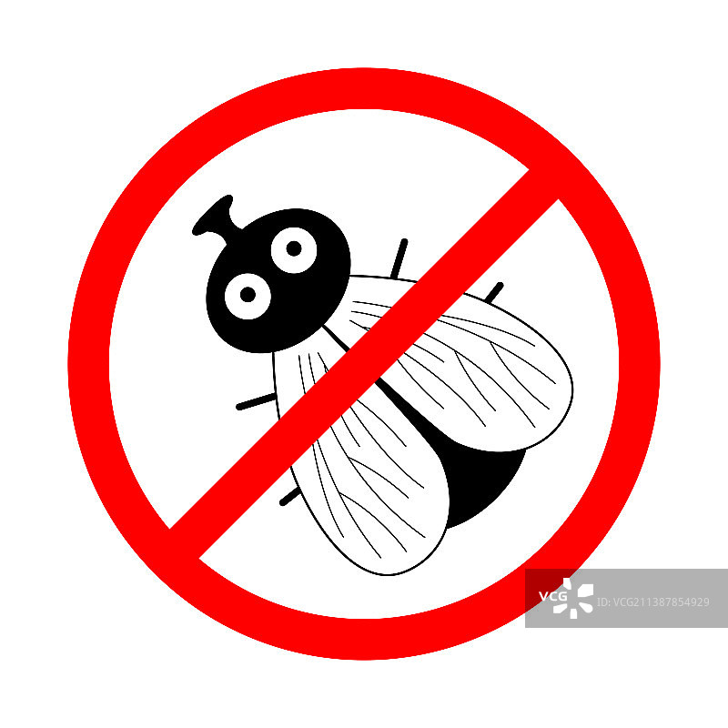 带有卡通苍蝇的防虫标志图片素材