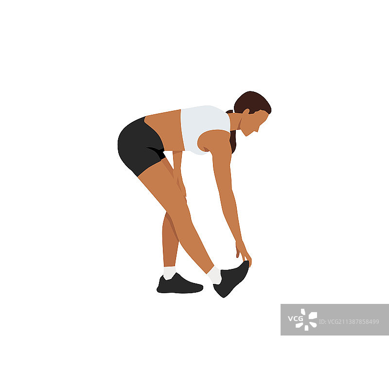 女人做主动腘绳肌伸展运动图片素材