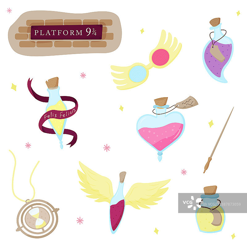 一套魔法项目在卡通风格图片素材