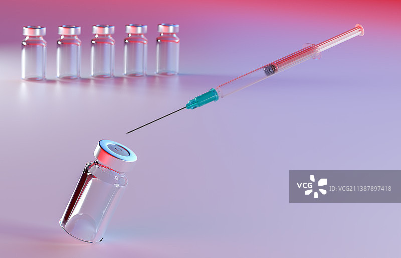 玻璃药瓶与注射器图片素材