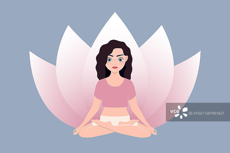 可爱女孩盘腿而坐图片素材