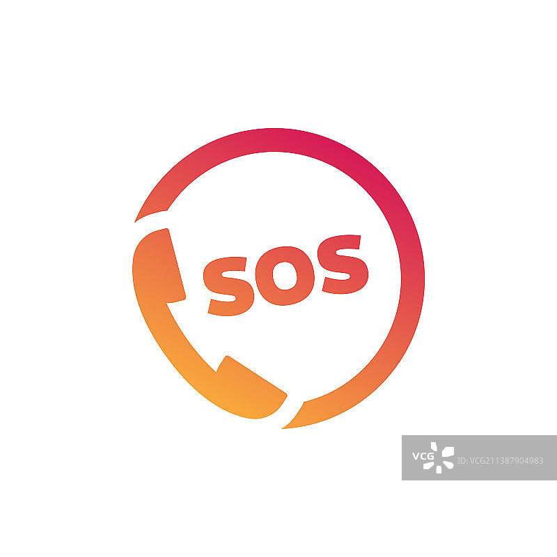 白色背景上的SOS呼叫图标图片素材