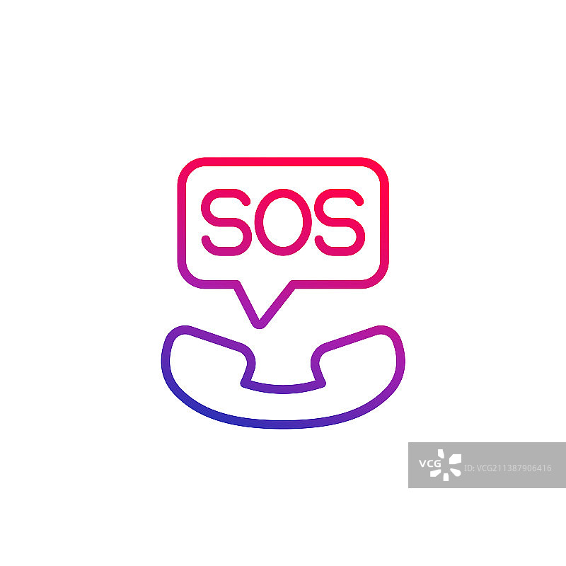 SOS紧急呼叫线性图标图片素材