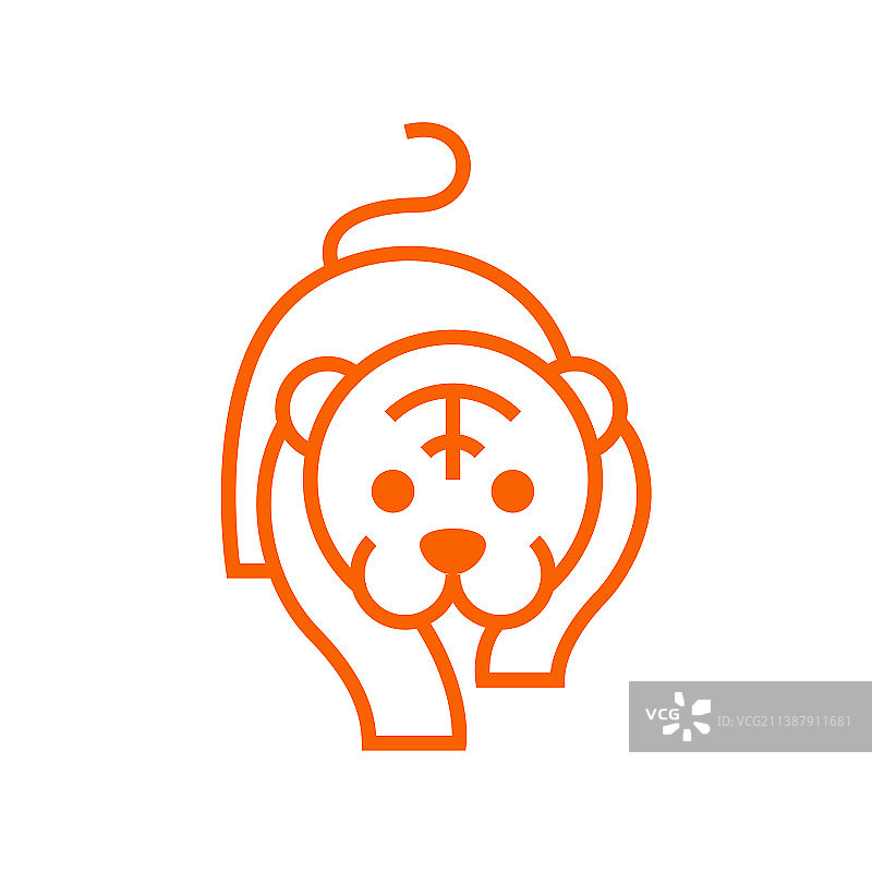老虎线条标志图标符号图形设计图片素材