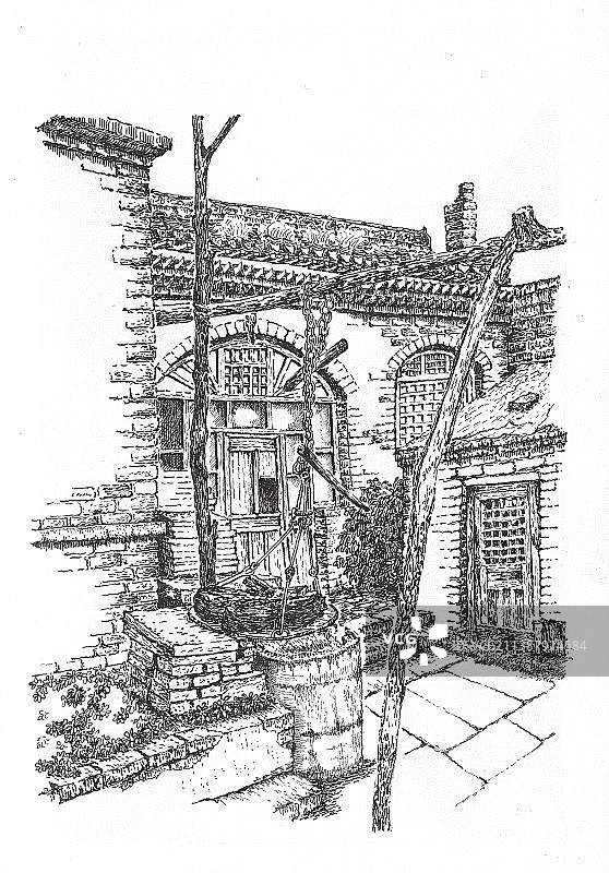 高家堡古城的烧碳小院图片素材