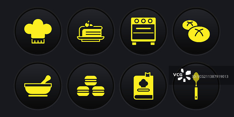 研钵研杵面包马卡龙饼干套装图片素材