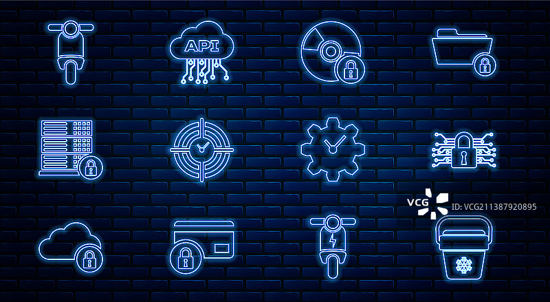 冷藏袋网络安全光盘线性图标图片素材