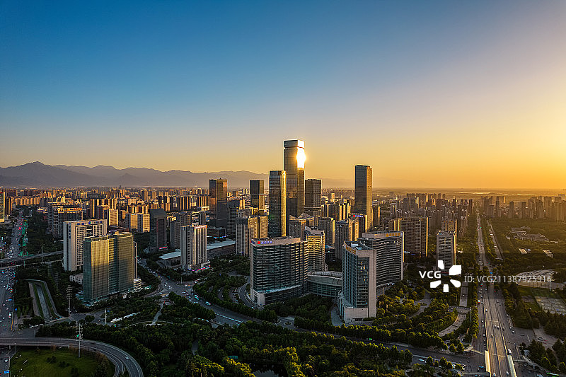 西安高新区CBD日景航拍图片素材