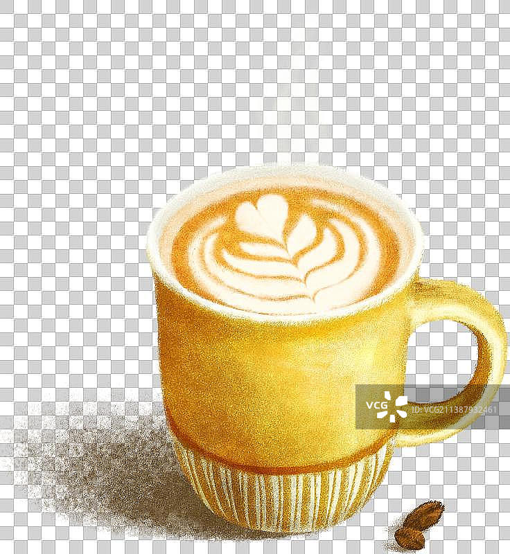 拉花咖啡杯特写镜头图片素材