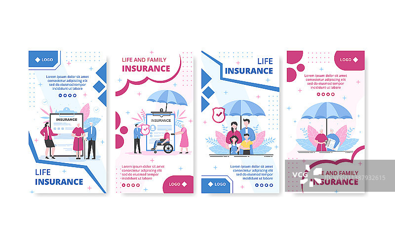 寿险故事扁平风格模板图片素材