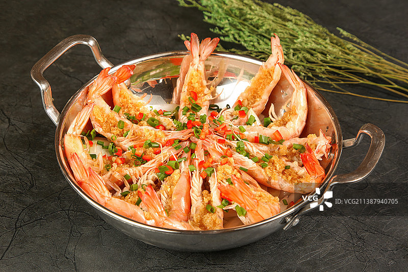 中餐美食-铁板蒜茸虾图片素材
