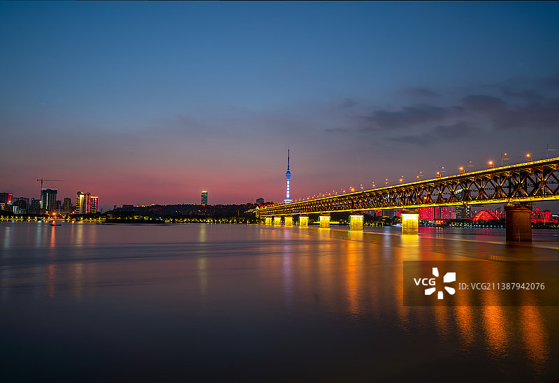 长江大桥晚霞图片素材