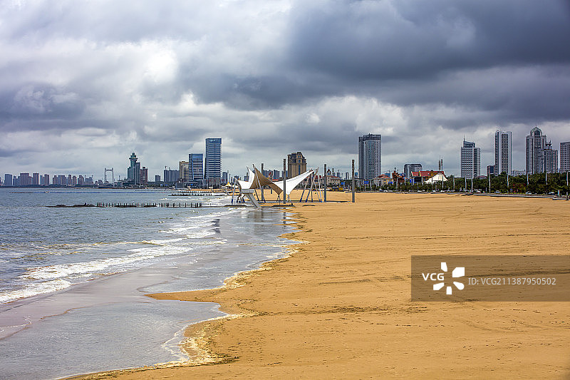 烟台黄渤海新区金沙滩景色图片素材