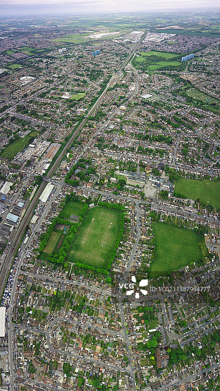 英国卢顿镇全景航拍，Broad Mead，卢顿图片素材