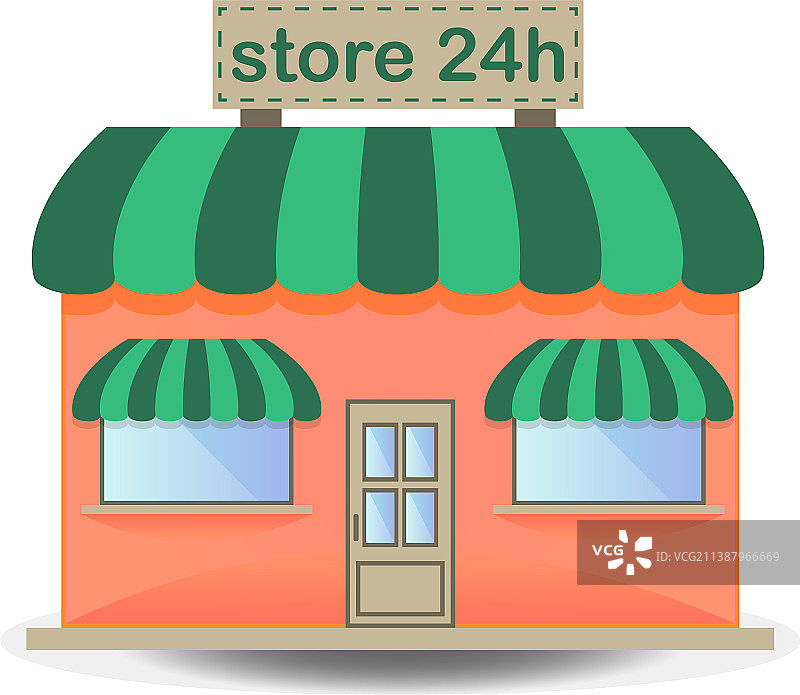 便利店橱窗正面图图片素材