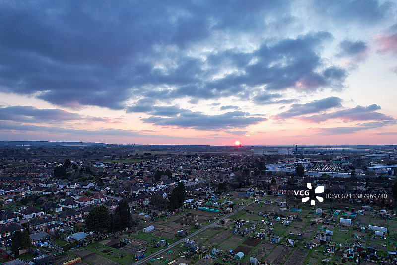 英国卢顿城市壮丽航拍景色图片素材