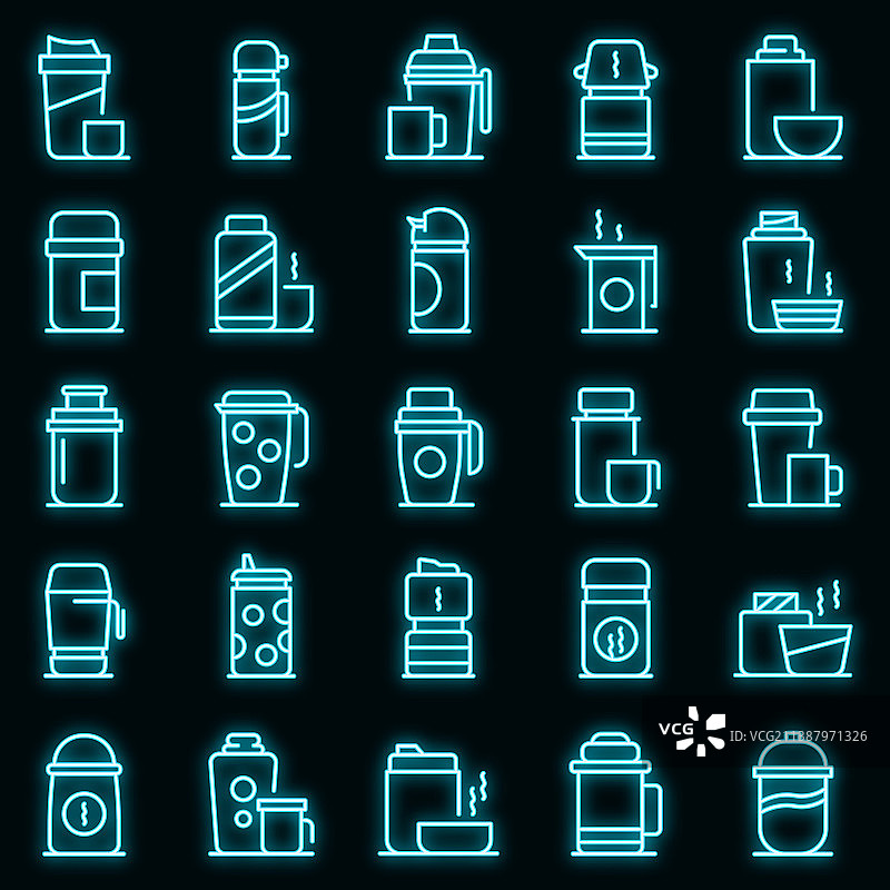 霓虹灯保温杯图标合集图片素材
