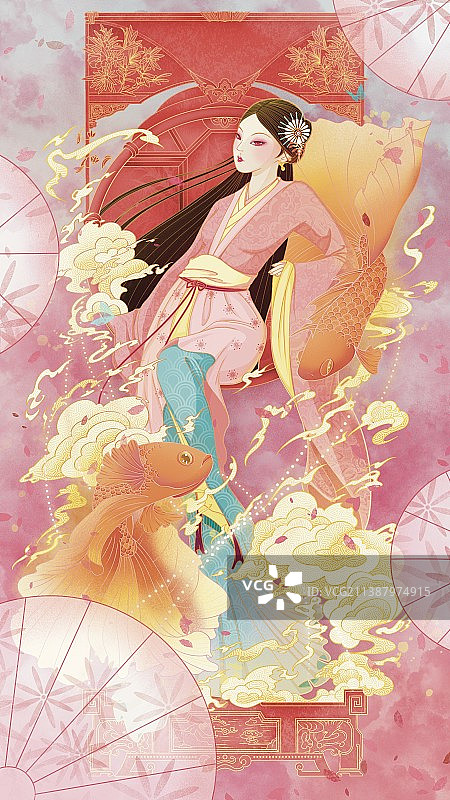 中国传统古典美女清朝图片素材