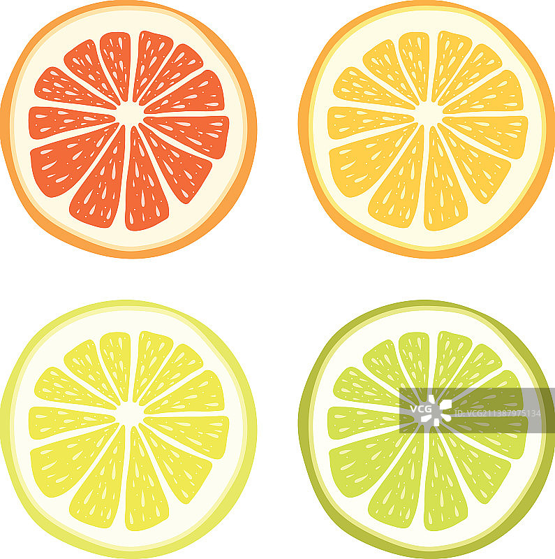 青柠、柠檬、葡萄柚和橙子切片图片素材