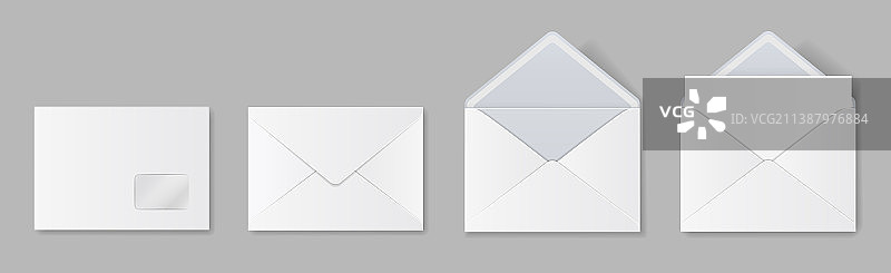 逼真的空白白色信封样机图片素材