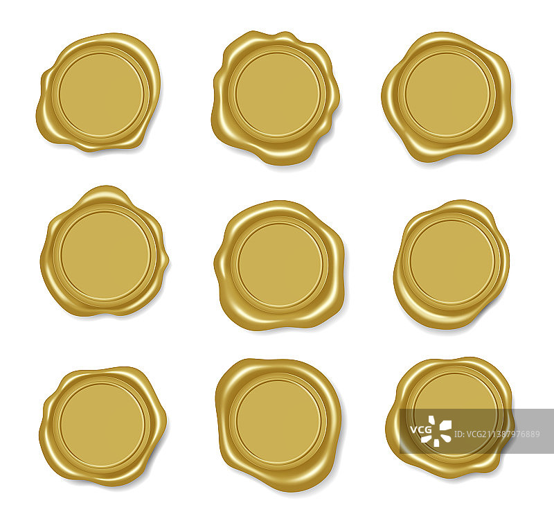 金色火漆印章信封印花图片素材