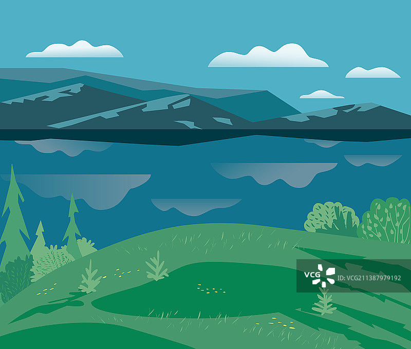 山间湖泊风景背景图片素材