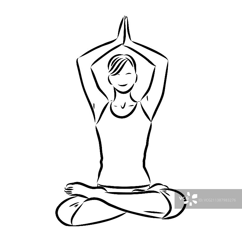 瑜伽姿势线条画中的女人图片素材