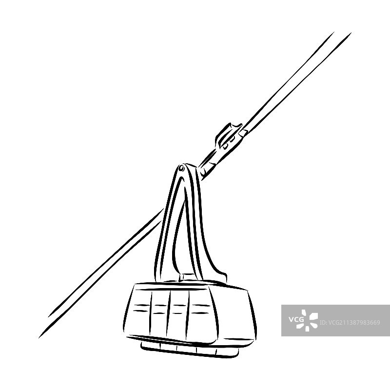 缆车山脉黑白景观图图片素材