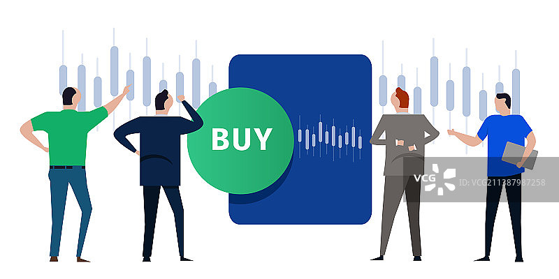 购买股票绿色按钮市场交易商人图片素材