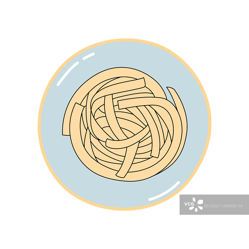 盘中的意大利宽面条涂鸦草图图片素材