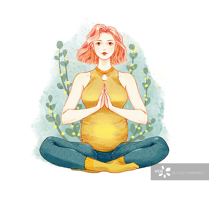时尚怀孕女子练瑜伽图片素材