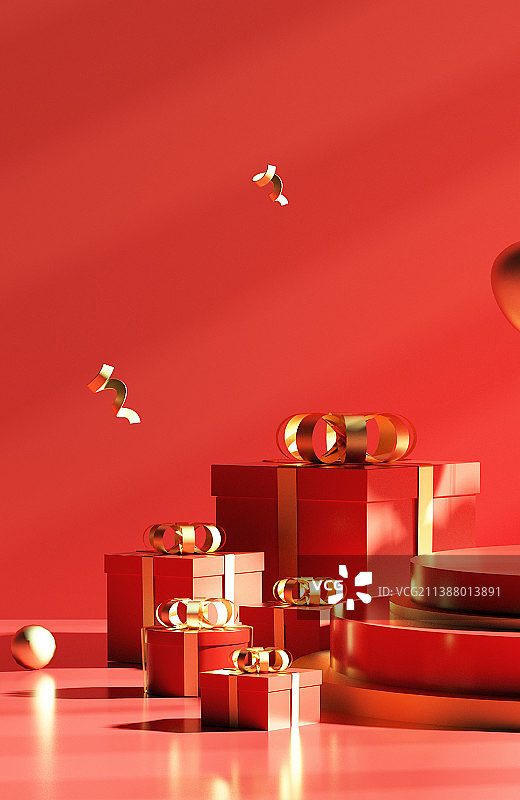 3D展台红色场景图片素材