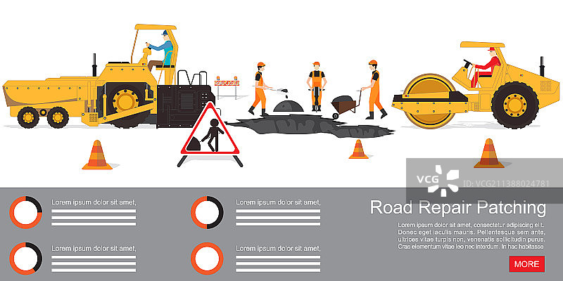 工人在白色背景上更换沥青图片素材