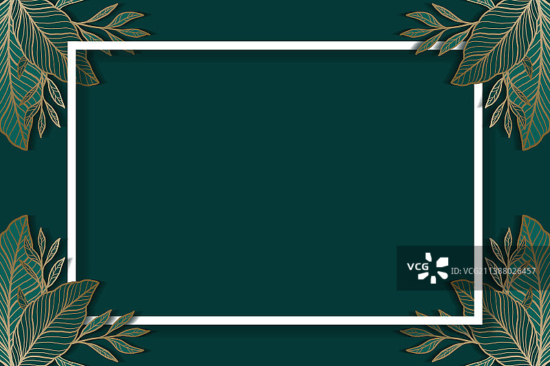 金色树叶线性设计背景与框架图片素材