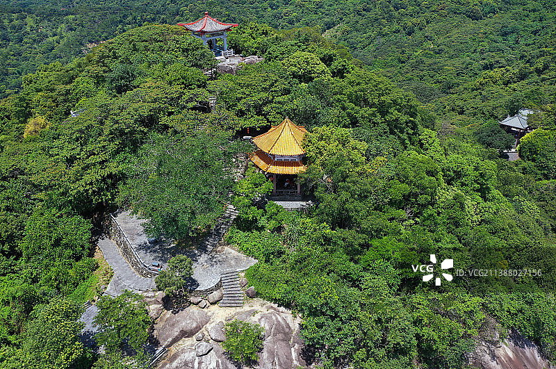 广东省惠州市博罗县罗浮山风景名胜区狮子峰航拍图片素材